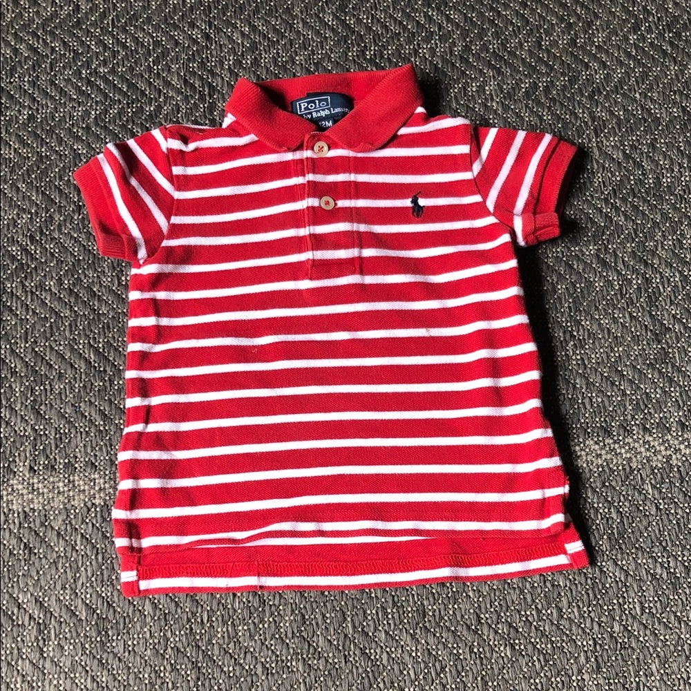 Polo by Ralph Lauren Red & White Striped Toddler Polo with Embroidered Pony